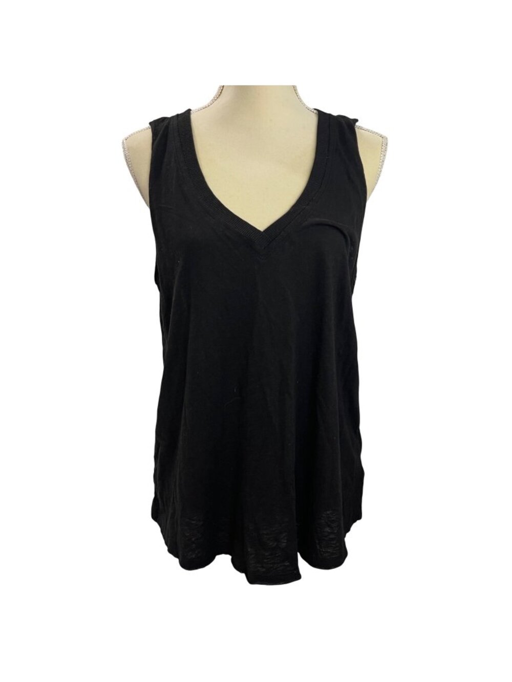 Z Supply Active Feeling Good Tank Women's Size Large Black Ribbed V-Neck Knit